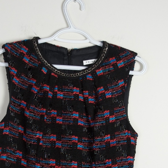 Trina Turk Black Multi Color Tweed Shift Dress 4 - Picture 3 of 3